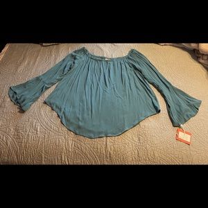 Teal Off the Shoulder Top